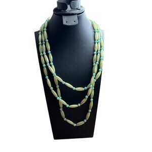 21 3 Strand Plastic Beaded Necklace 24 inches Long New